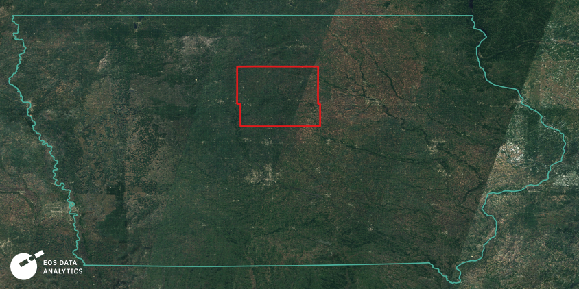 location of AOI in the state of Iowa