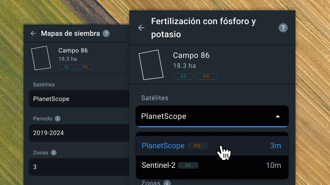 Nueva función satelital en mapas diferenciales de siembra y aplicación de P&K