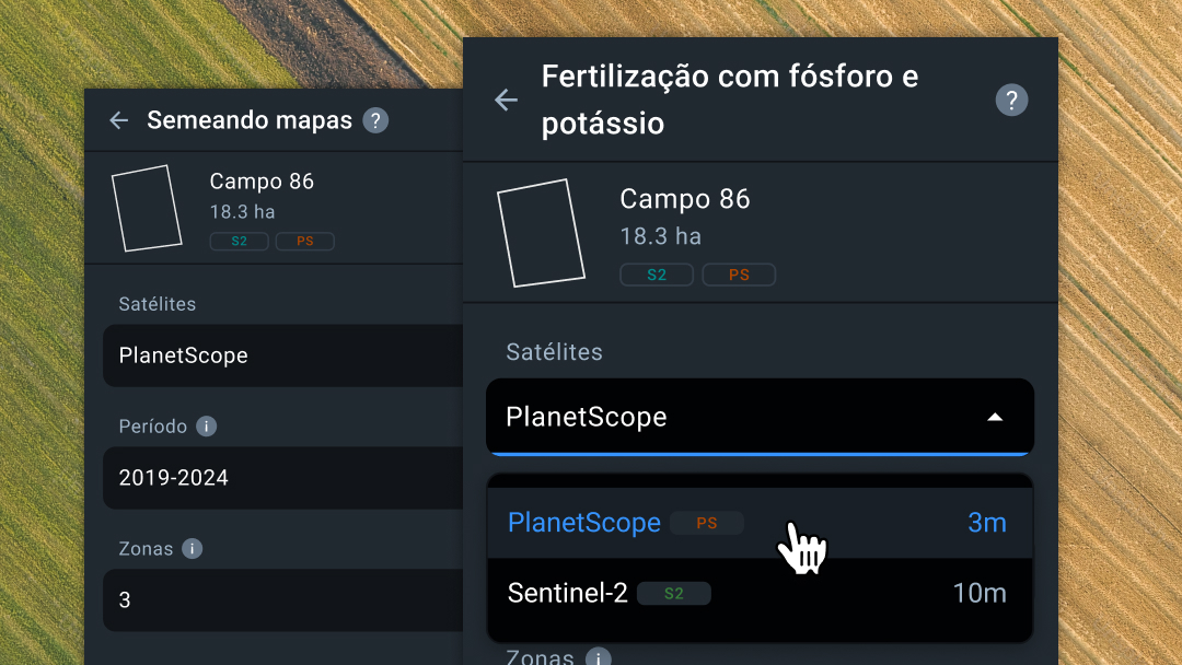Nova funcionalidade de satélite em mapas diferenciais de semeadura e aplicação de P&K