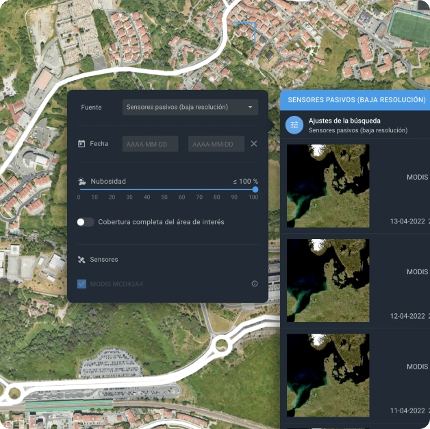 filtro aplicado para buscar la imagen satelital de MODIS Terra ideal
