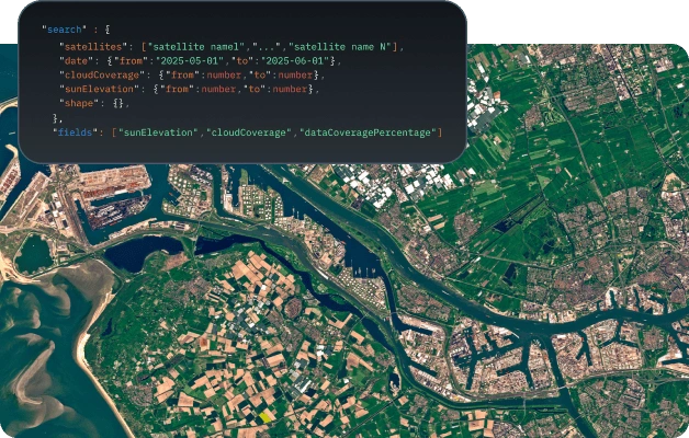 imagen satelital para descargar con una API para la agricultura