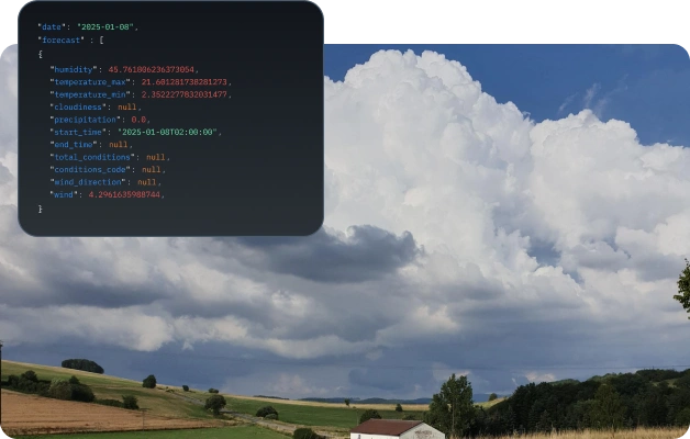 datos meteorológicos actuales e históricos en una API agro