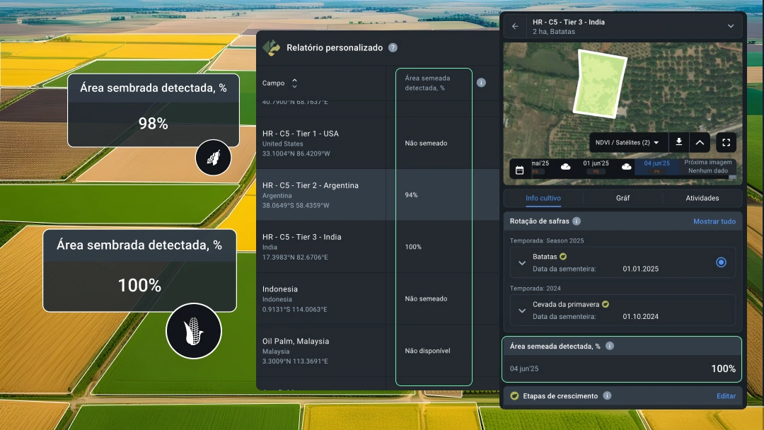 Detecção da área semeada