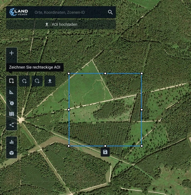 AOI (Interessensgebiet) mit Software für die Forstwirtschaft festlegen