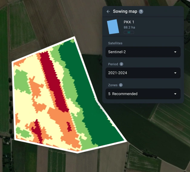 sowing variable application prescription on EOSDA Crop Monitoring