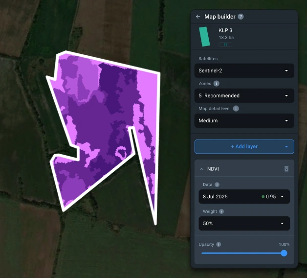 advanced VRA Map builder on EOSDA Crop Monitoring