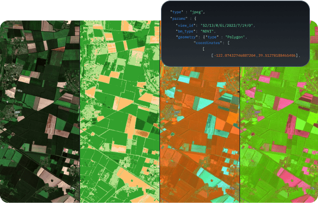 acceso API a imágenes satelitales de campos agrícolas