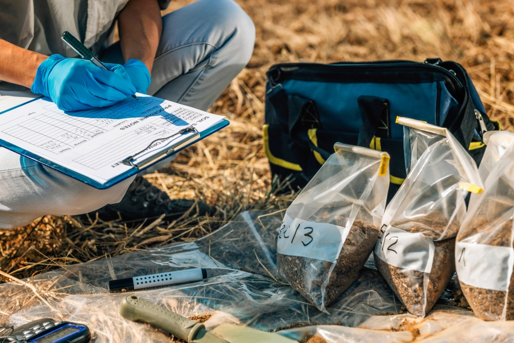 soil samples marked with numbers