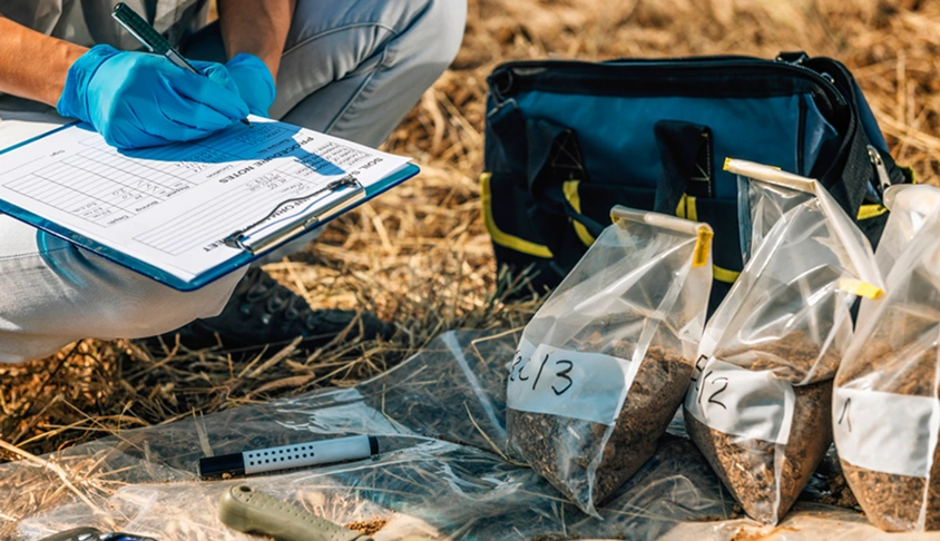 soil samples marked with numbers