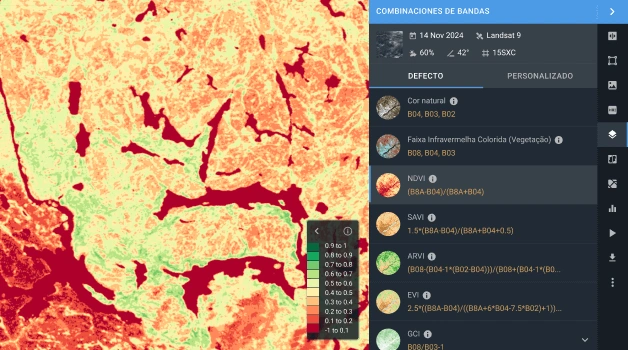 Análise de imagens do Landsat 7 com diferentes combinações de bandas
