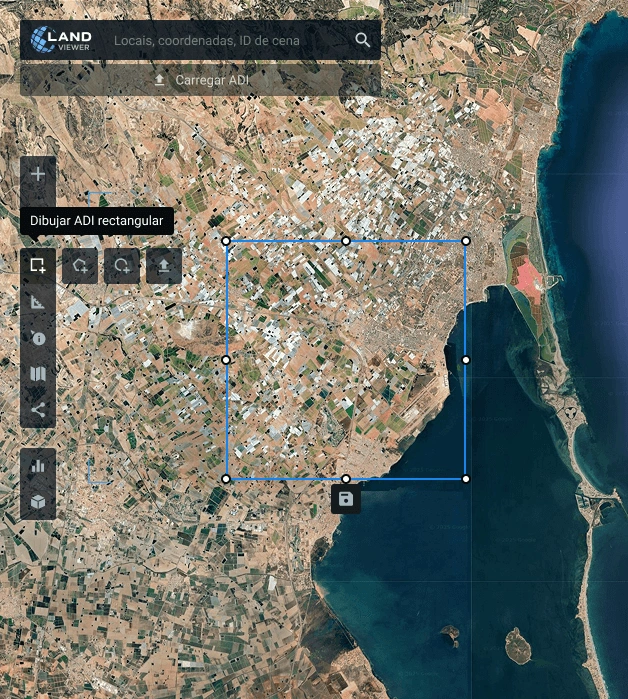 desenhando uma AOI em uma imagem do Landsat 9