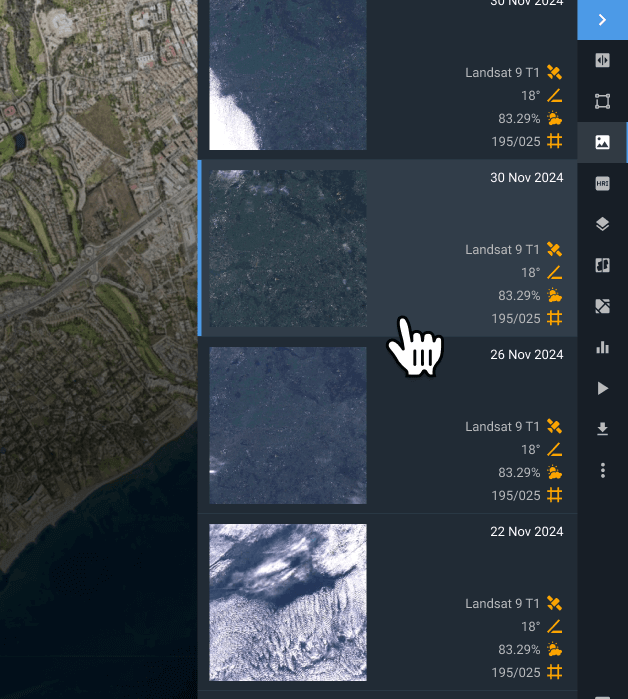 escolhendo as imagens de satélite Landsat 9 mais relevantes