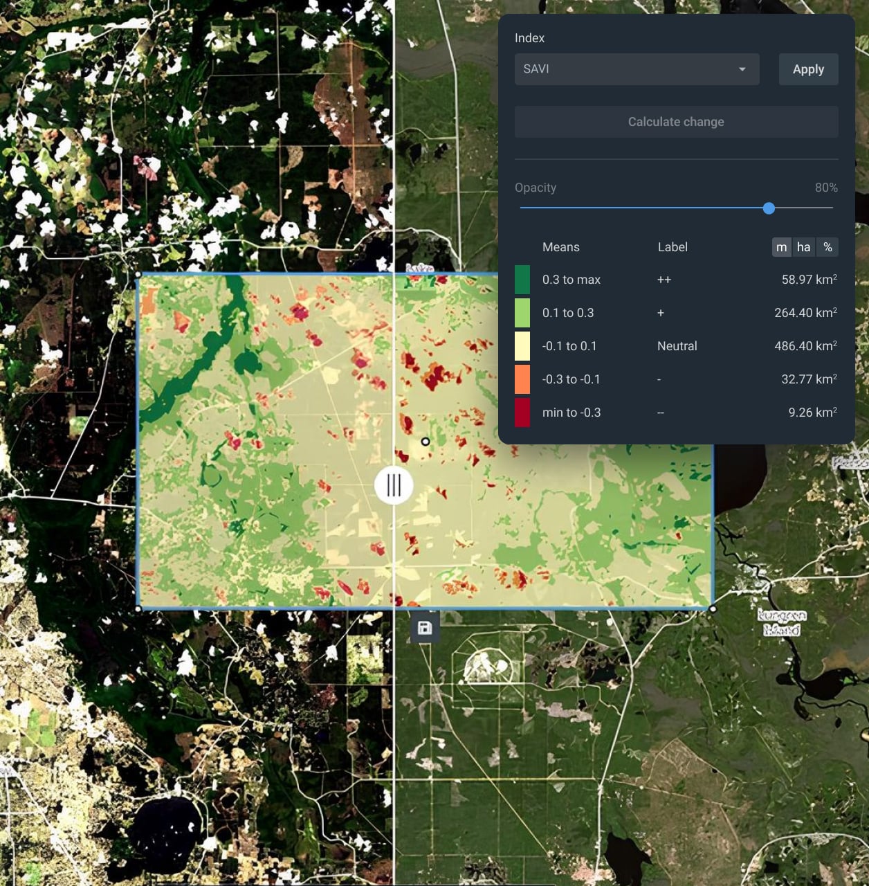 applying change detection to deforestation satellite images