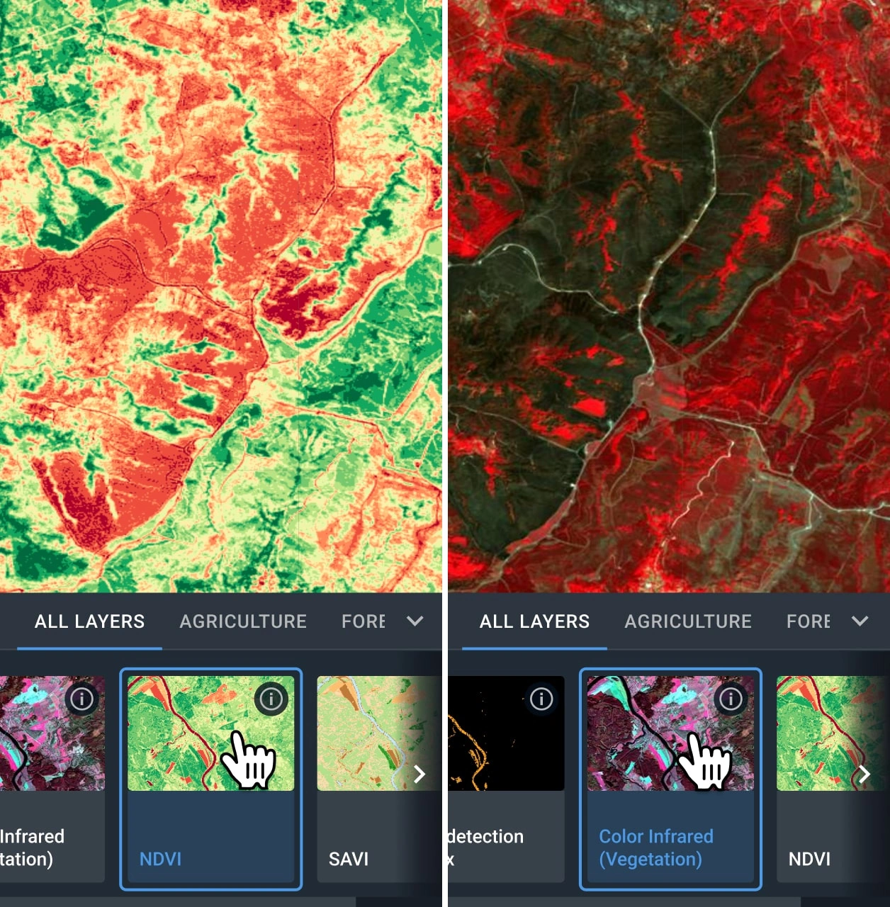 application of indices and band combinations
