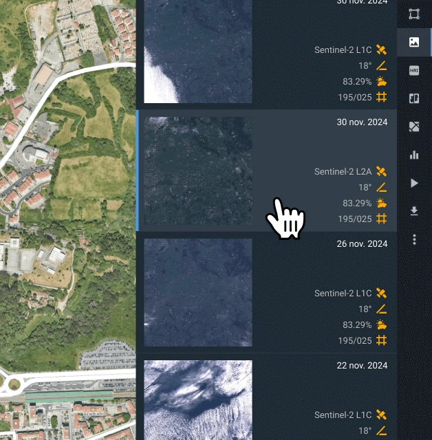 eligiendo una imagen en el software para la gestión forestal