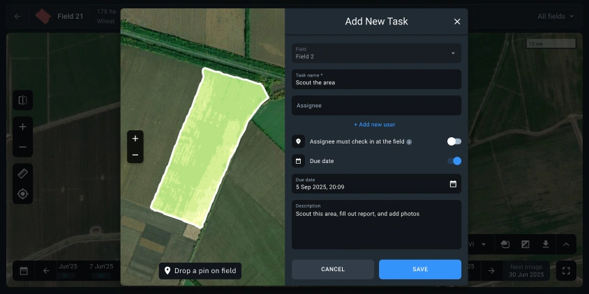 GNDVI-based scouting task