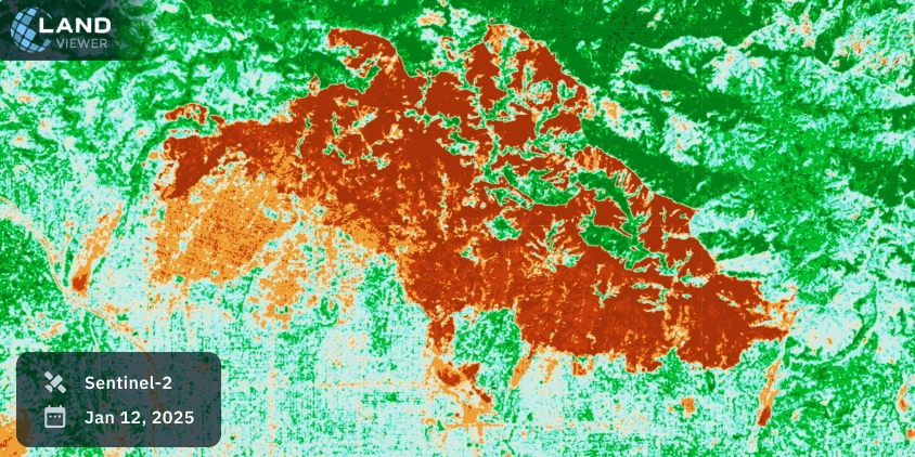 satellite view of the Eaton fire