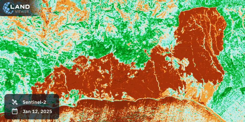 satellite image with the NBR index of the LA fire in the Palisades area