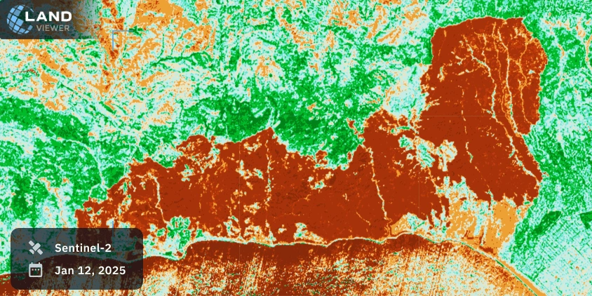 satellite image with the NBR index of the LA fire in the Palisades area