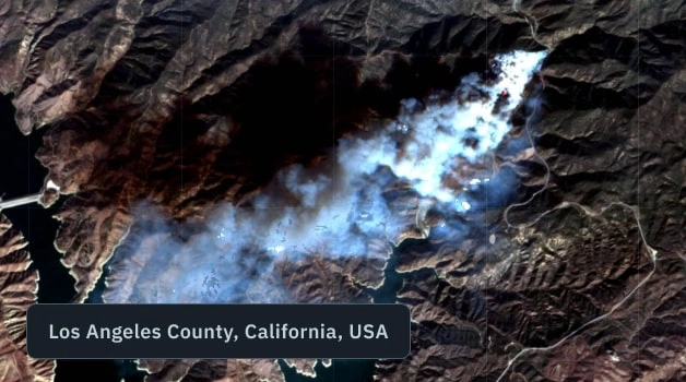 forest fire from space, Los Angeles County