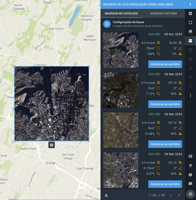 catálogo de fotos de alta resolução no EOSDA LandViewer