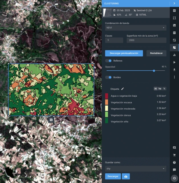 función Clustering aplicada durante el monitoreo de incendios forestales