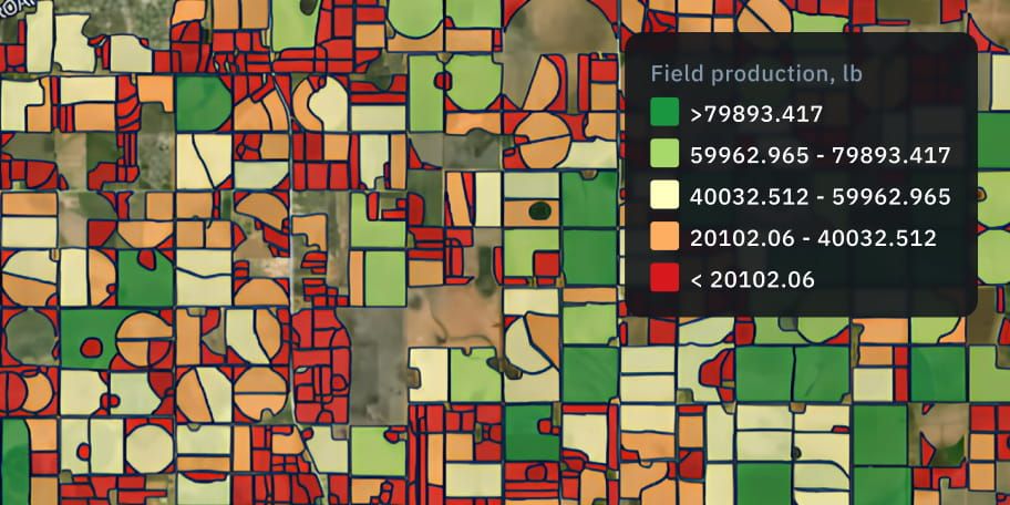 mapa que muestra el rendimiento previsto