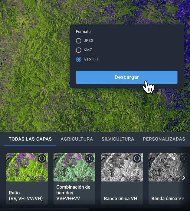descarga de imágenes de Sentinel-1 en el formato deseado