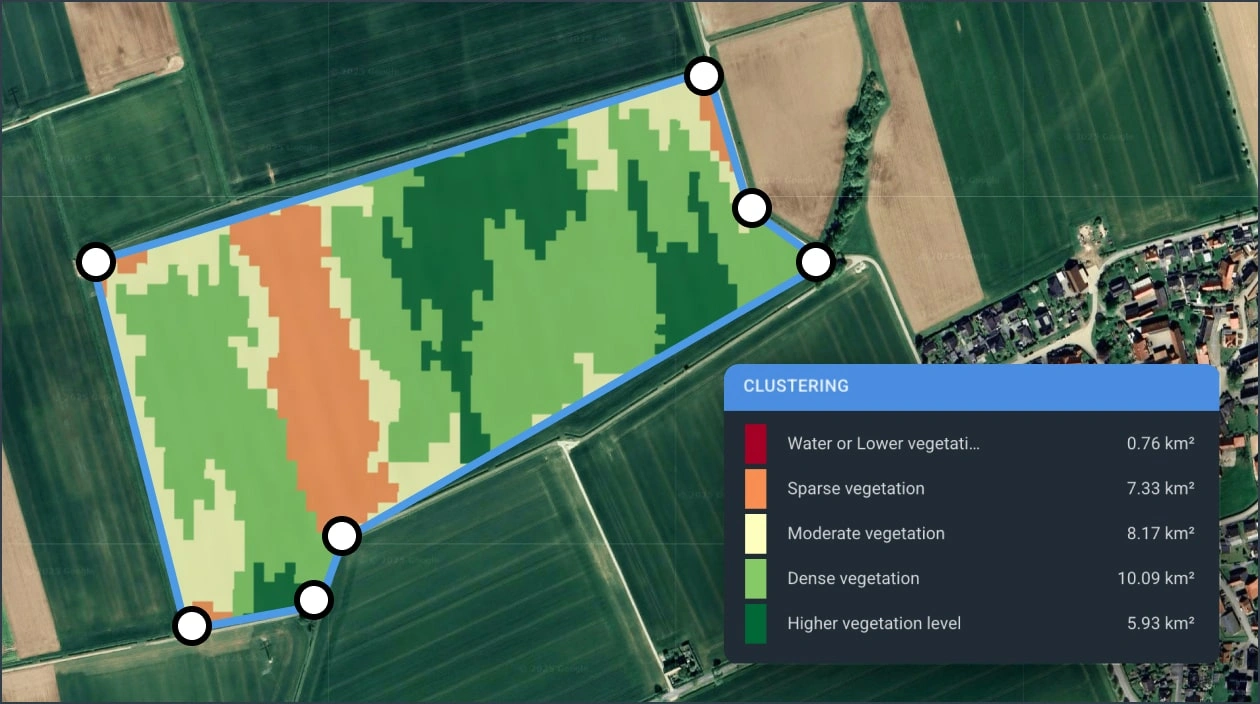 Clustering map of grass growth for better grazing