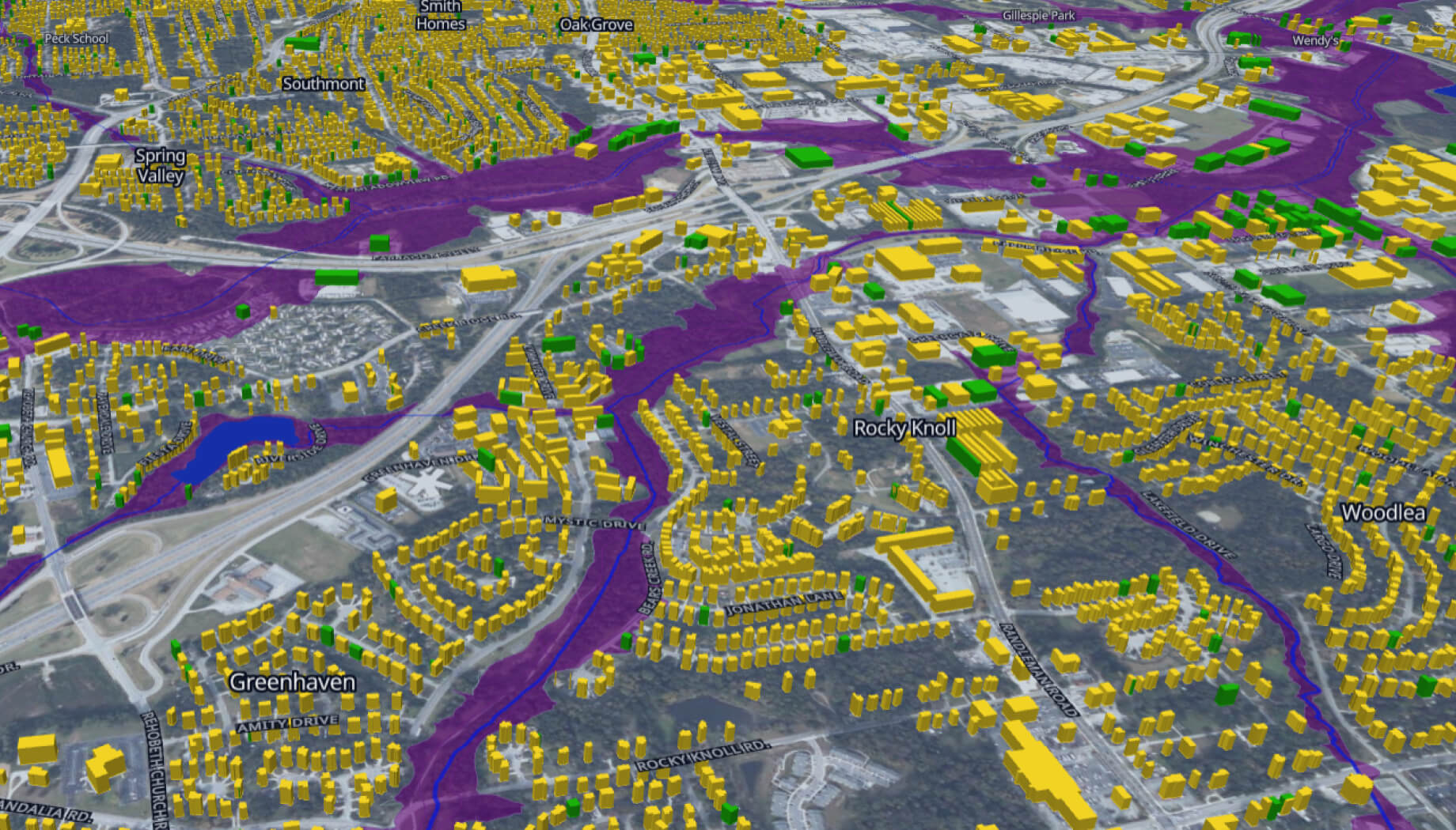 mapping the extent of flood damage in the city in EOS RayVision solution