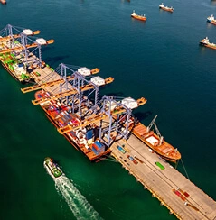 EOSDA for Maritime: Tracking vessel movement and port activity with orbital data.