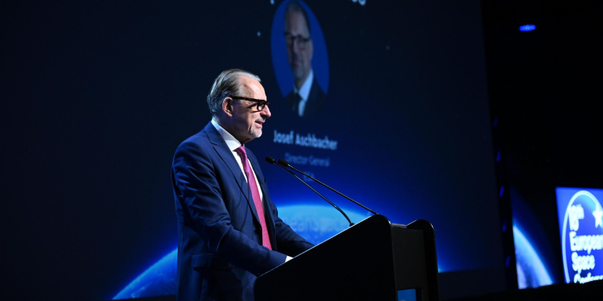 Josef Aschbacher, ESA Director General, delivering a keynote speech at the 18th European Space Conference