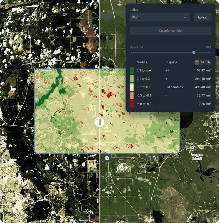 comparación de dos imagenes por satelite en tiempo real