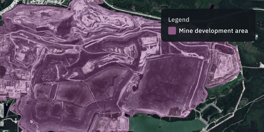 Paisagem de mineração capturada por satélites