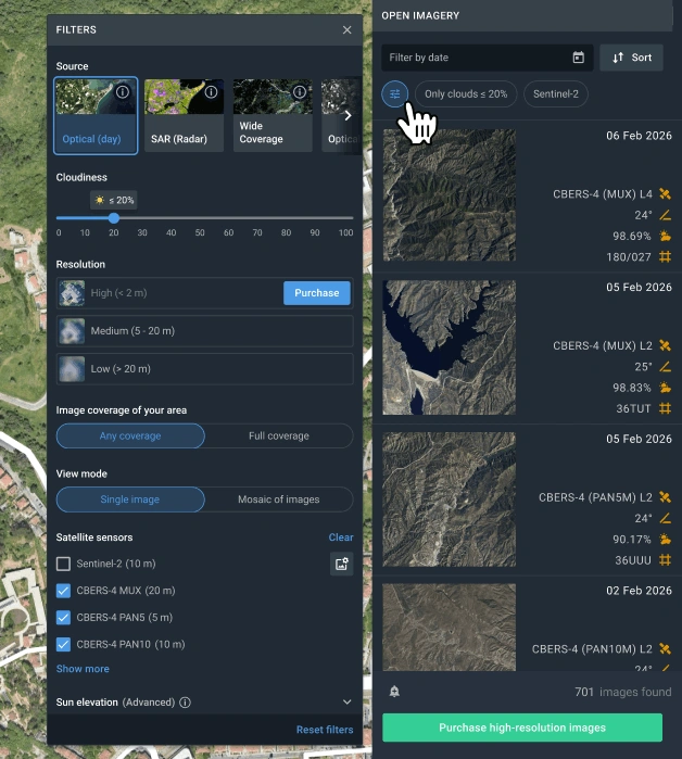 filtering CBERS-4A or 4 data