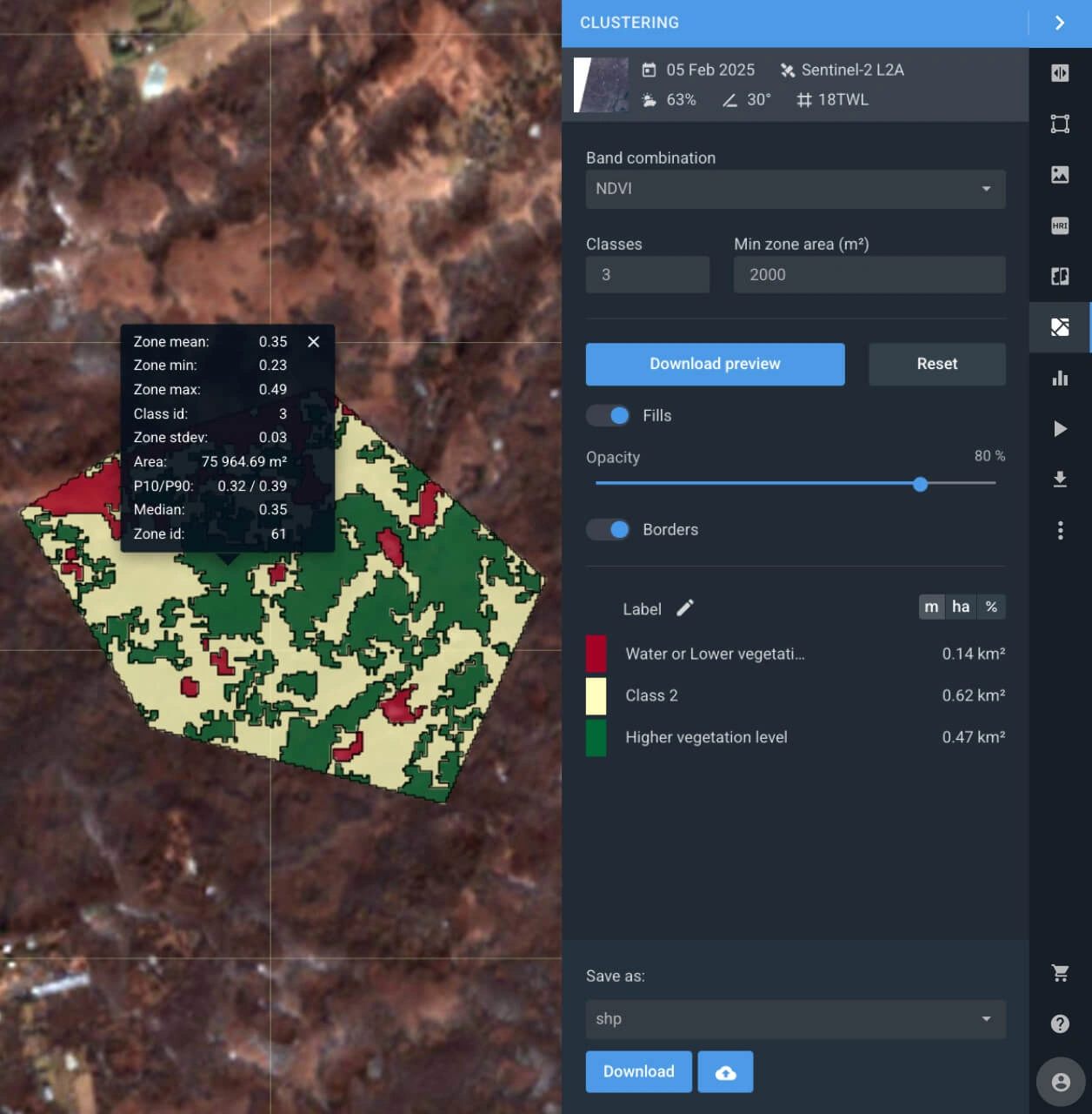 apply clusterization to an AOI to get a simplified view of terrain features