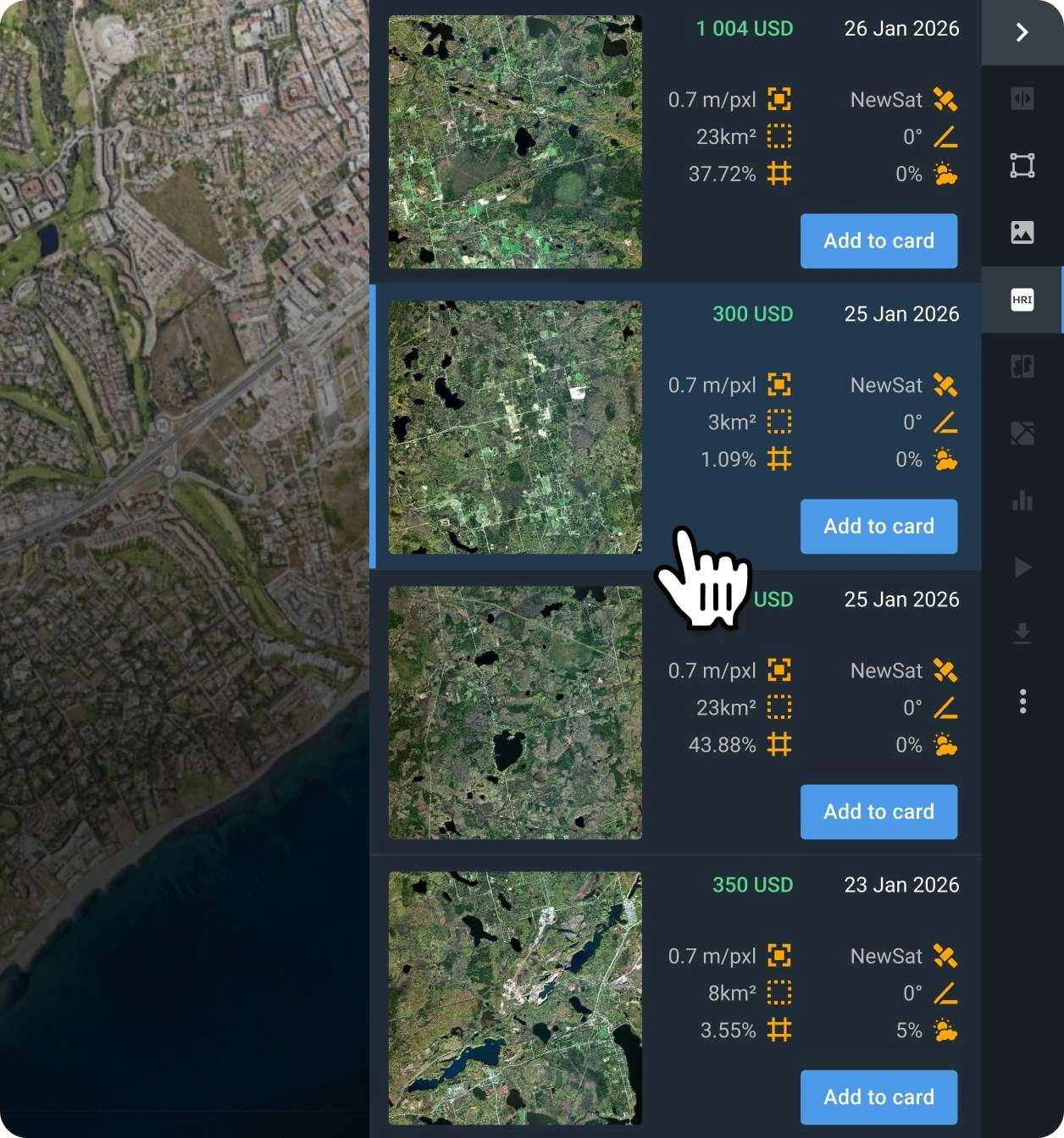 selection of the most relevant NewSat by Satellogic scene by resolution