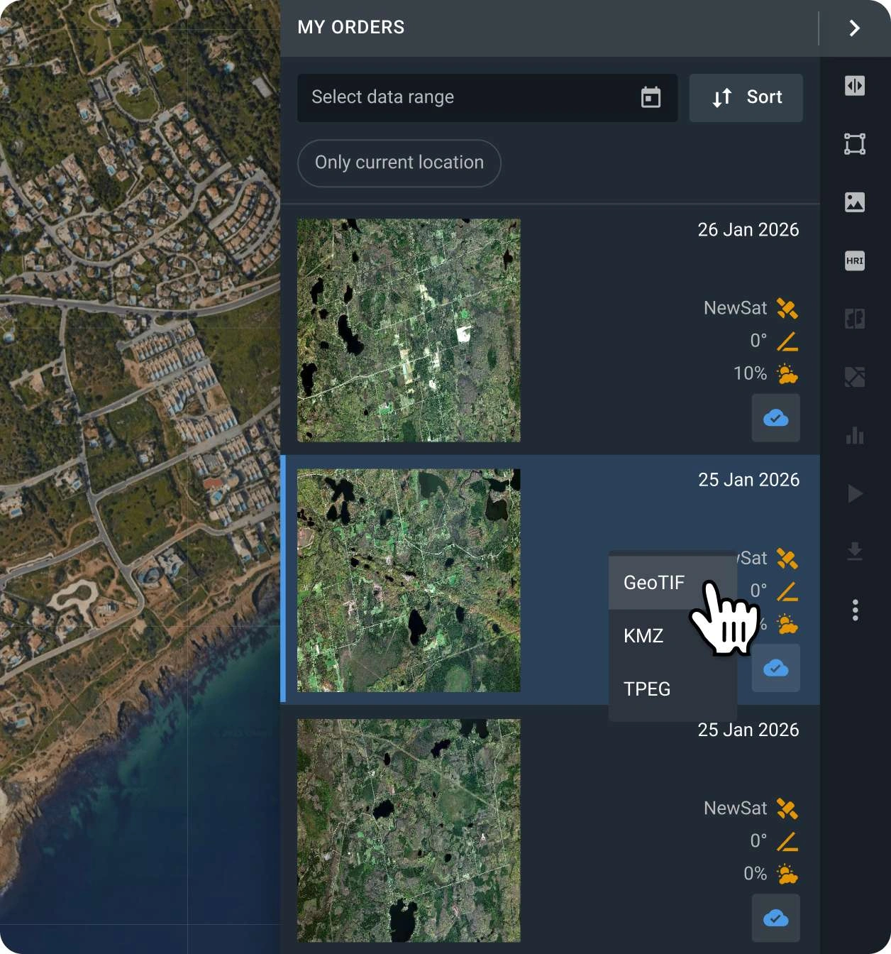 buying NewSat by Satellogic satellite scenes