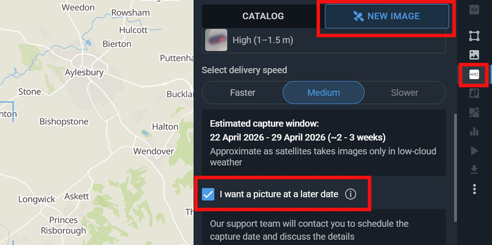 tasking a satellite to view my house live