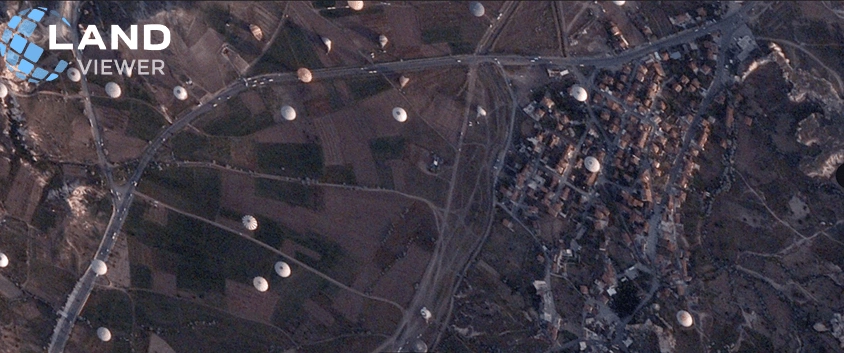 alternative Google Earth and Landviewer images of Goreme during air ballon fest