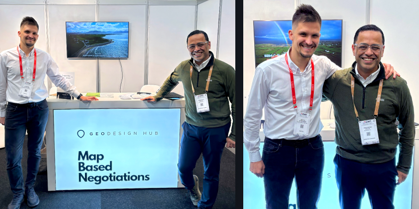 Dmytro Svyrydenko at the Geodesignhub booth