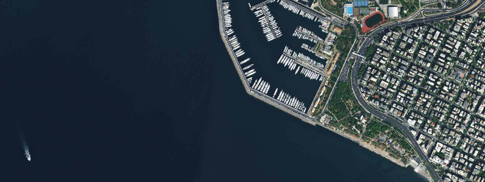 high definition satellite view of a port area