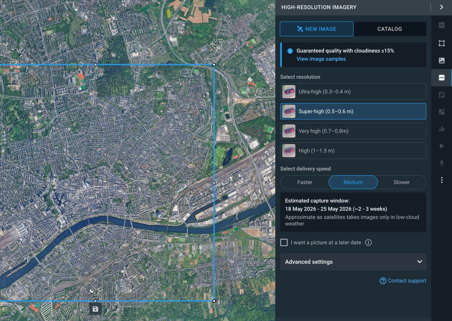 how to order new satellite tasking: selecting the level of detail and delivery speed 