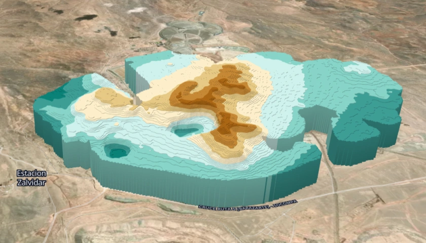 slope stability radar data for monitoring mine walls and mine depth analysis in Chile