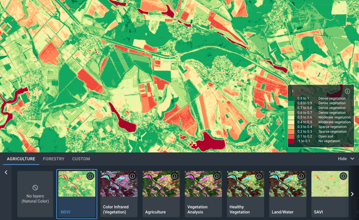 Aplicação dos índices de vegetação do LandViewer em áreas agrícolas