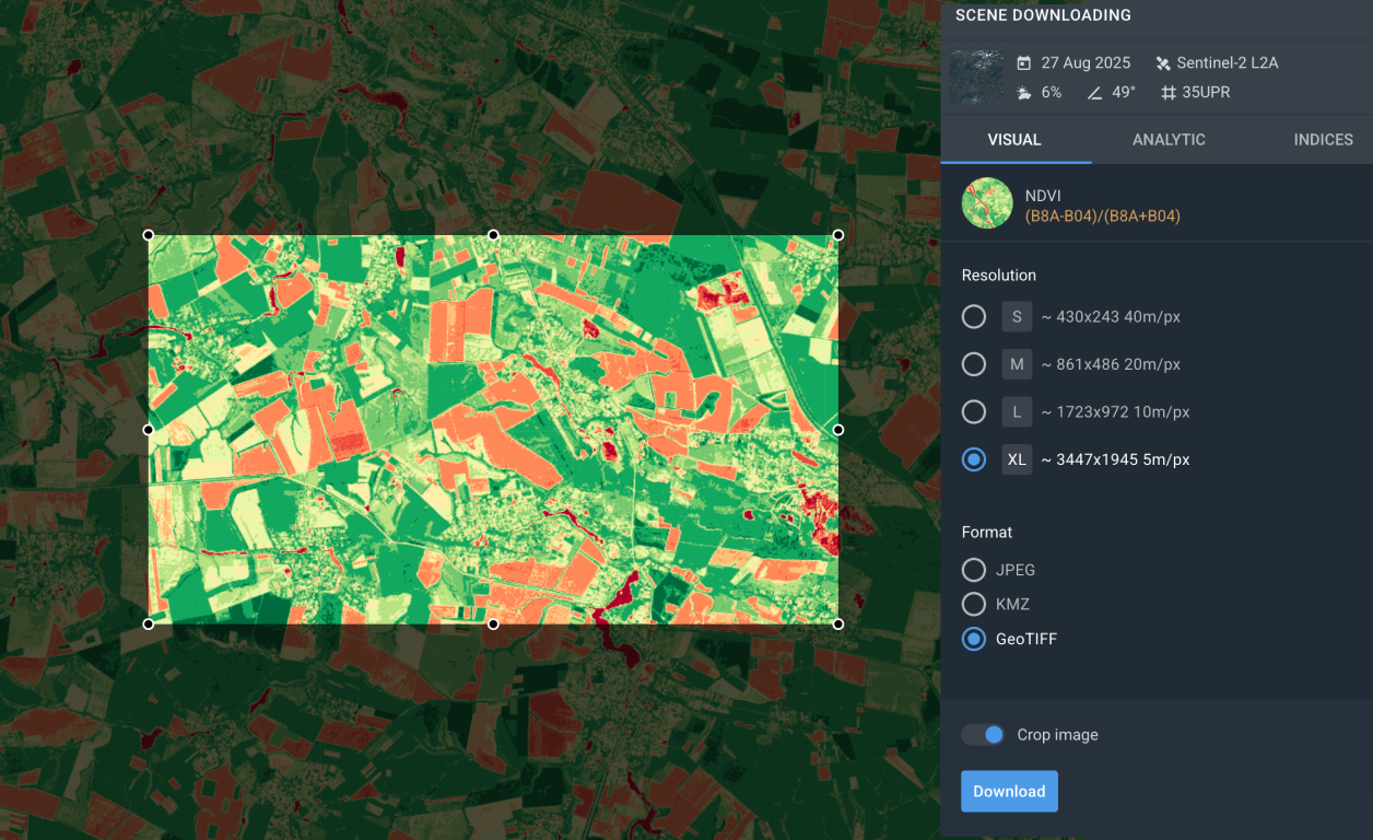 Download de visualizações prontas para apresentação no LandViewer