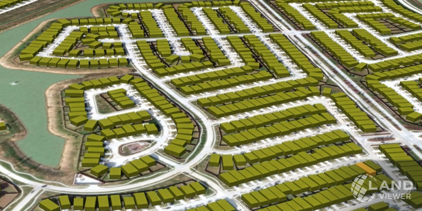 digital elevation model of a Sunterra-Bridgeland residential area