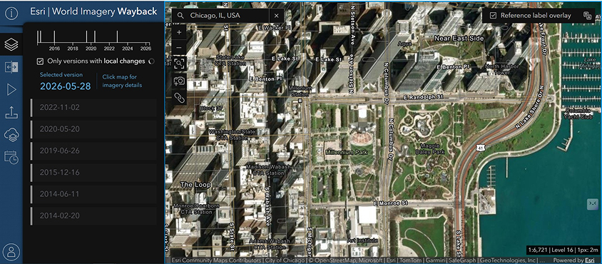 World Imagery Wayback interface