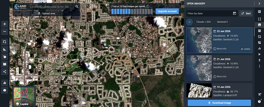 EOSDA LandViewer offers medium and high res satellite images free