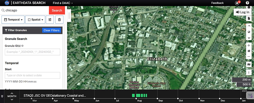 NASA Earthdata Search interface